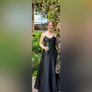 Show Me Your Mumu Faith Maxi Dress Black Luxe Satin size S